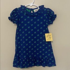 Boutique- Blue and Green whale print dress -2T